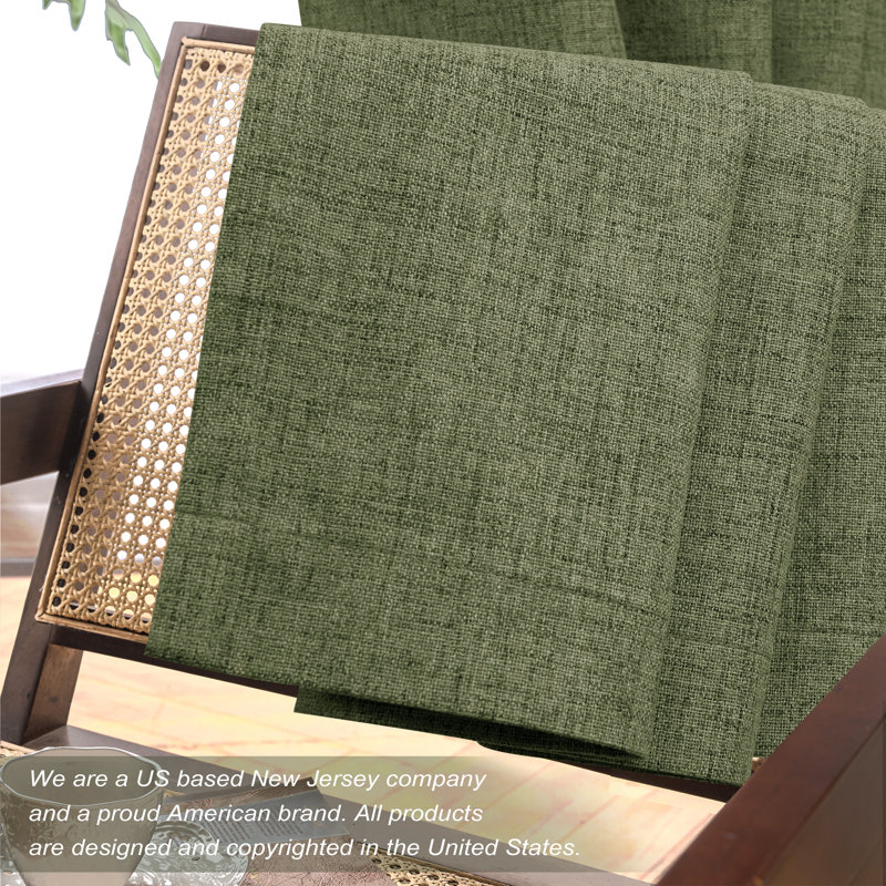 Rideau occultant 100% occultant en lin texturé, L 52 po x L 84 po, Vert olive