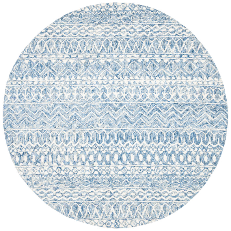 Tapis en laine et coton touffeté à la main Crelake, Rond 9 pi