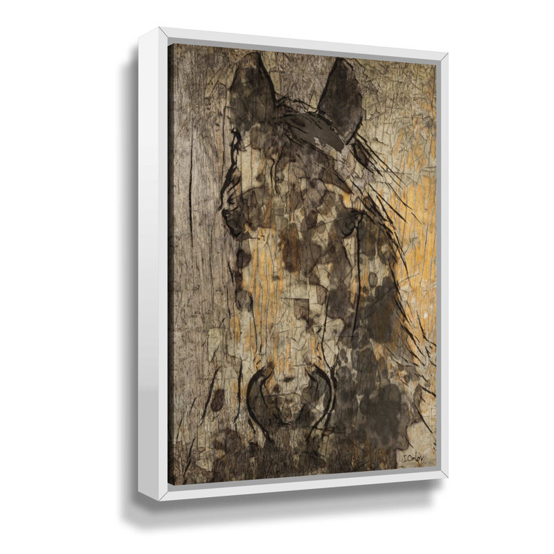 «Black Diamond Horse», reproduction sur toile, H 18 po x l 12 po x P 2 po, Cadre flottant blanc