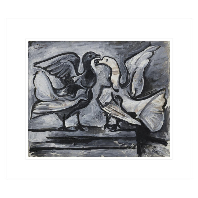 Deux pigeons aux ailes déployées par Pablo Picasso, H 17,75 po x l 20,39 po
