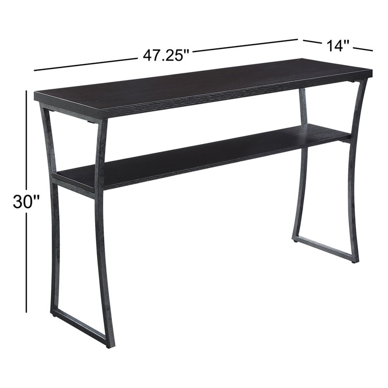 Meisha 47.25'' Solid Wood Top Console Table, Black Woodgrain Top/Gray Base