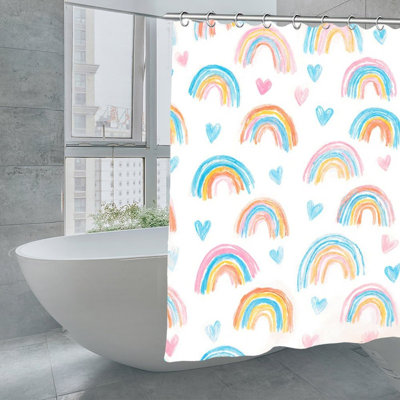Rainbow And Heart Shower Curtains 71  71