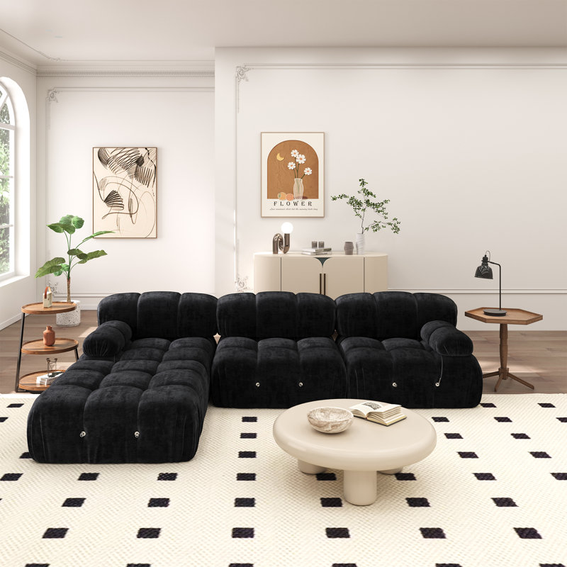 Canapé modulaire rembourré Quala, Noir