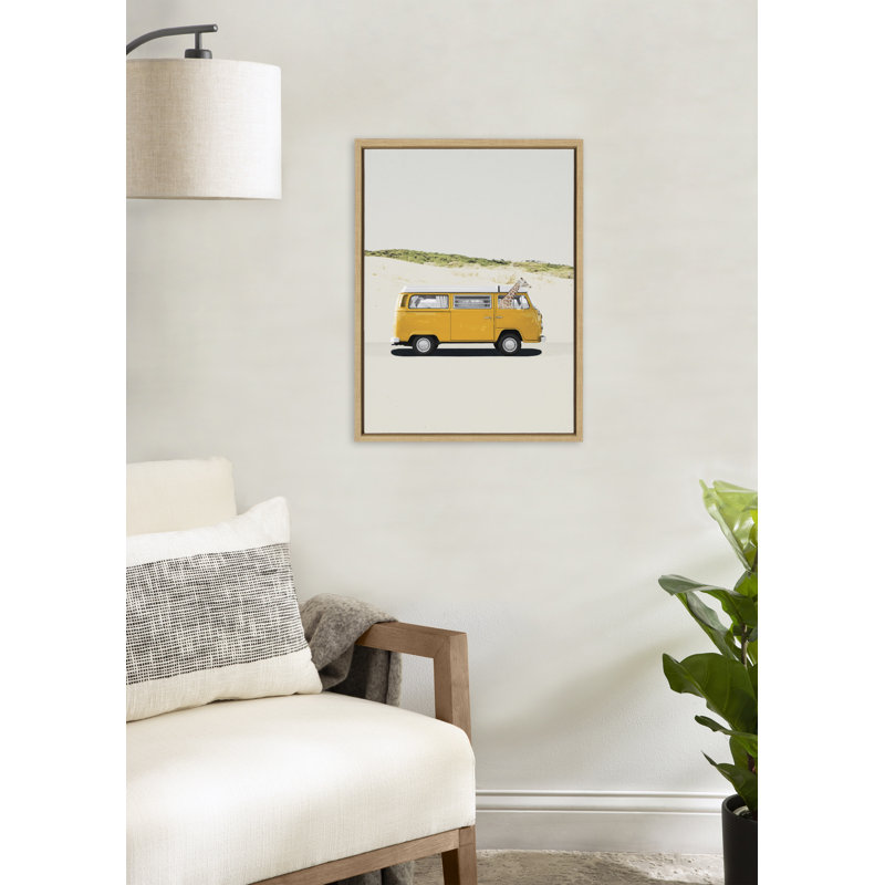 «Giraffe Adventure» par juillet, reproduction d'art sur toile encadrée