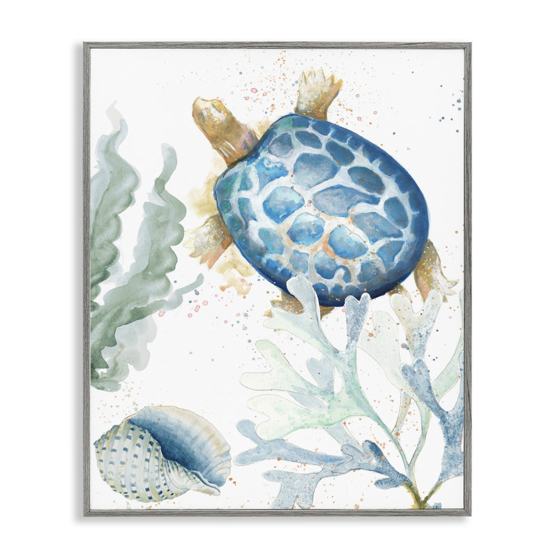 Tortue mouchetée et art giclée corail par Patricia Pinto, Estampe numérique Farmhouse, H 14 po x l 11 po
