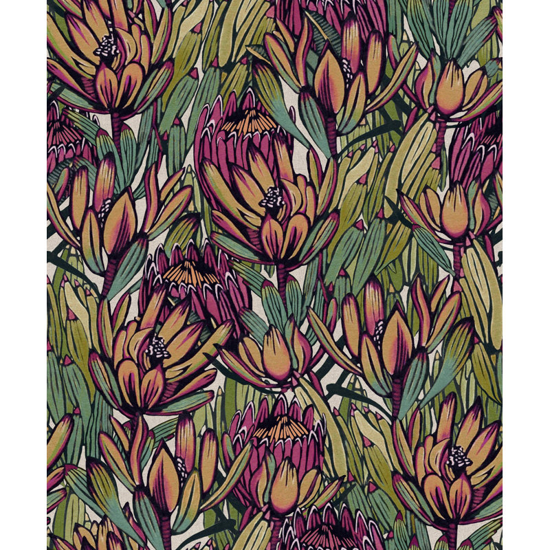 Double rouleau floral myrène, Bleu / mauve