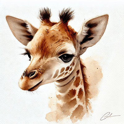«Gentle Baby Giraffe», art mural sur toile