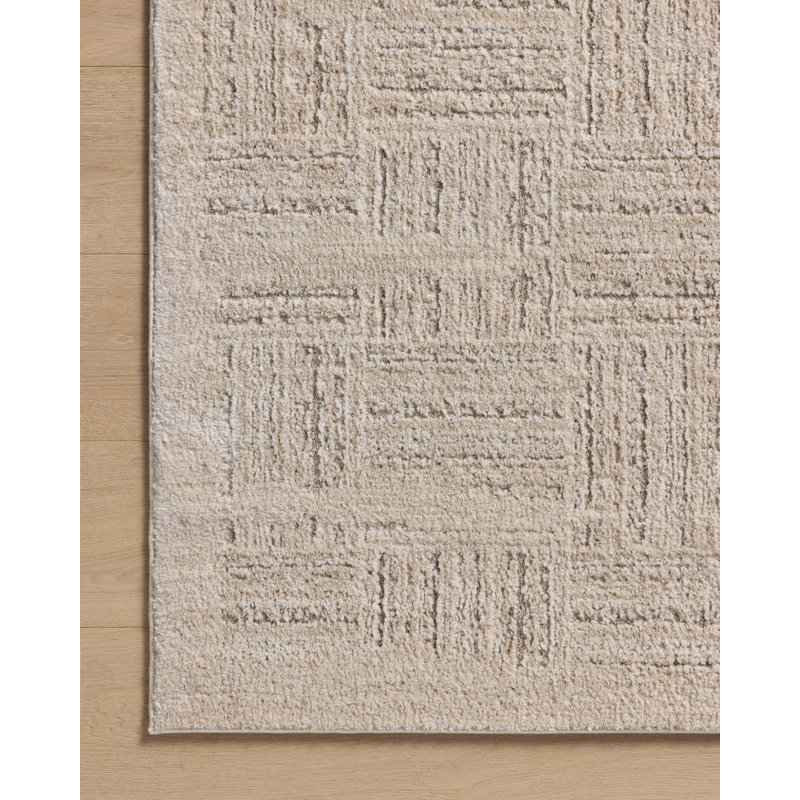 Amber Lewis Ivory Taupe Abstract Wool Area Rug 7'10" x 10'