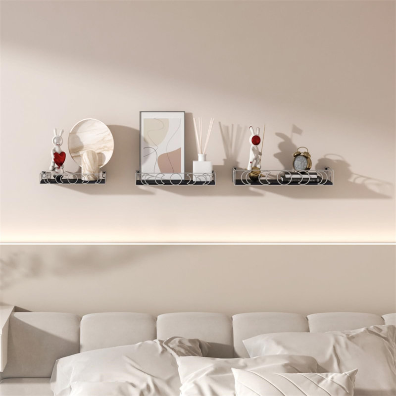 Raysa Floating Shelf, Brown/Silver