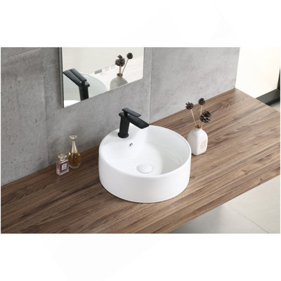 Lavabo rond en céramique Bothwa Home (finition blanche) certifié CUPC