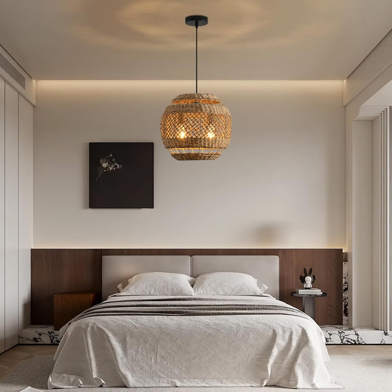 Luminaire suspendu en rotin de bohème Boho, 3 lumières