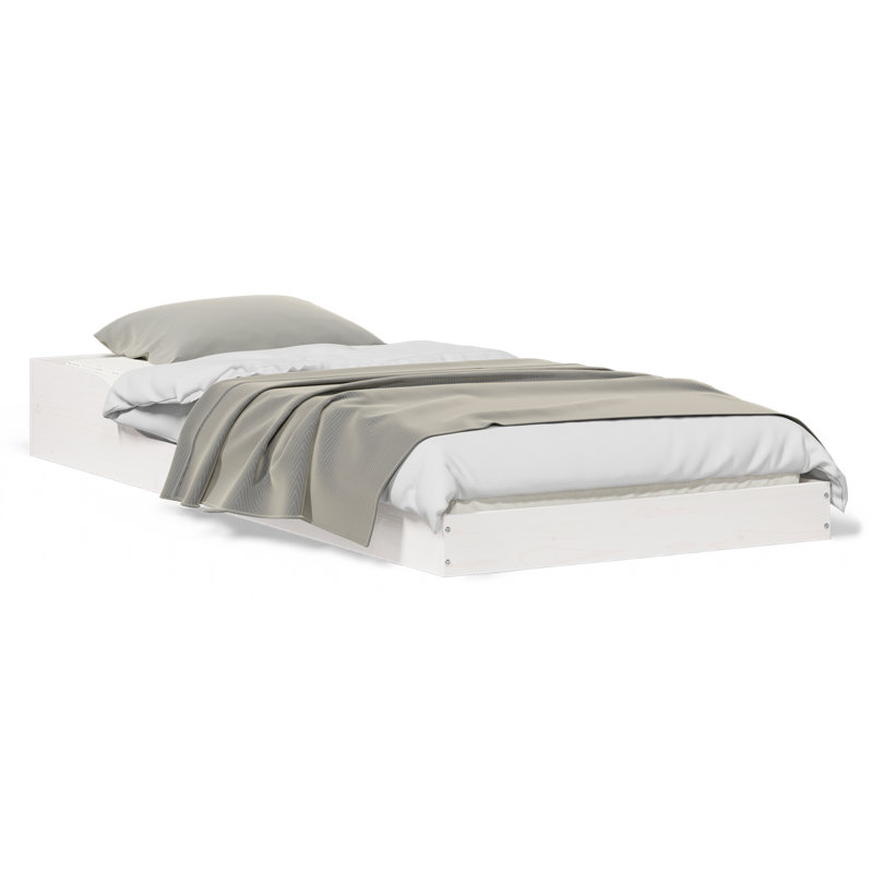 Bed Frame Solid Pine Wood, European Kingsize (160 x 200 cm), White
