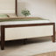 Lit plateforme en bois massif avec tête de lit tapissier, beige-133709656-133709658