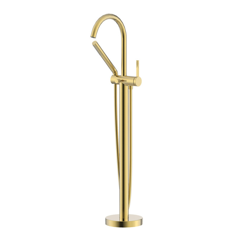 Ruvati Lucia Single Handle Freestanding Tub Bathroom Faucet in Brushed Gold, Gold