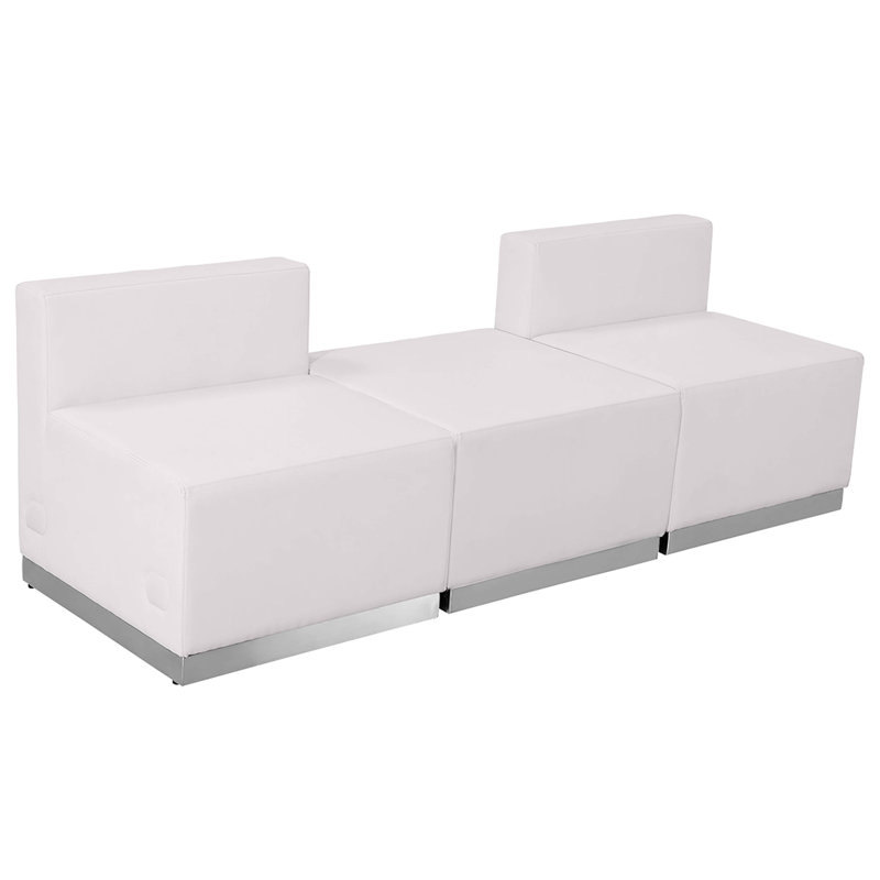 Configuration de réception modulaire 3 pièces Hercules Alon LeatherSoft avec dossier et siège tendus, Blanc