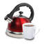 Mr Coffee 2.2 Quart Claredale Stainless Steel Stove Top Tea Pot Kettle, Red