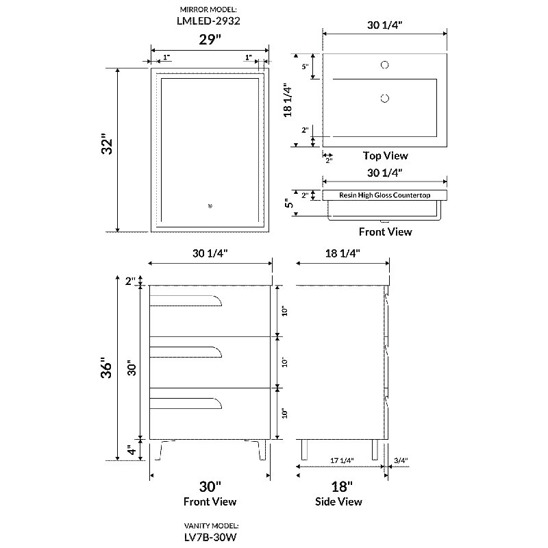 Alisse 30'' Single Bathroom Vanity with Resin Top