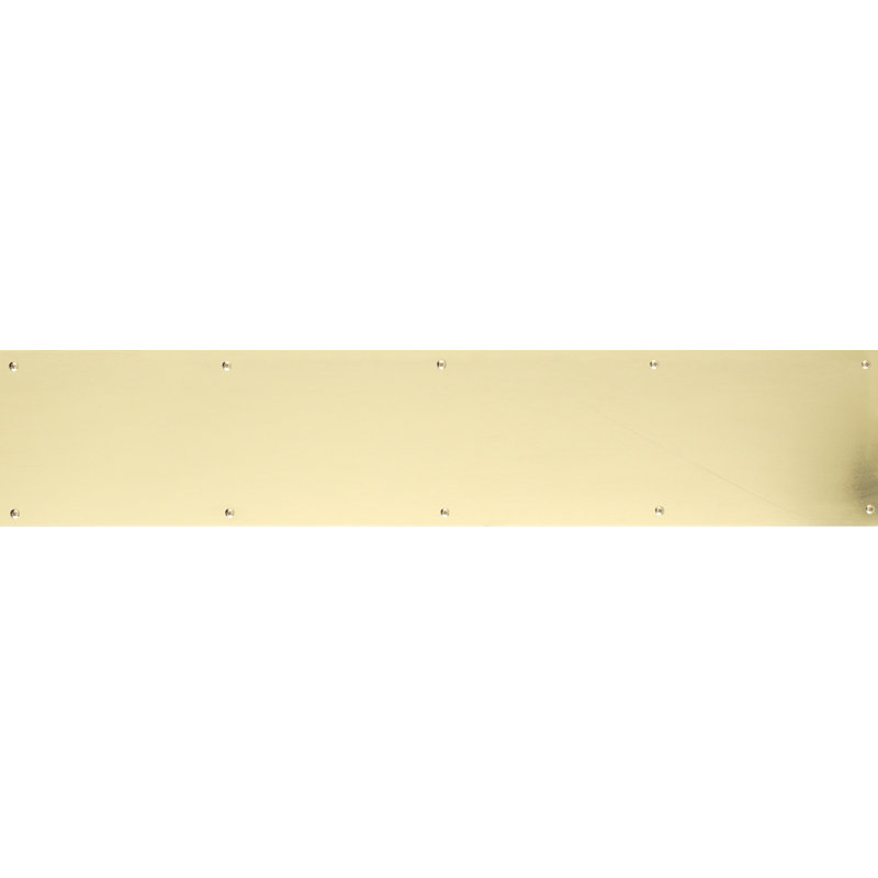 Screw Mount Kick Plate, 6" H x 30" W x 0.05" D, Lifetime Polished Brass