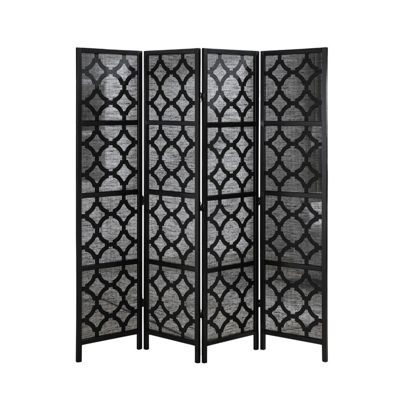 Quarterfoil infused Diamond Design 4-Panel Room Divider