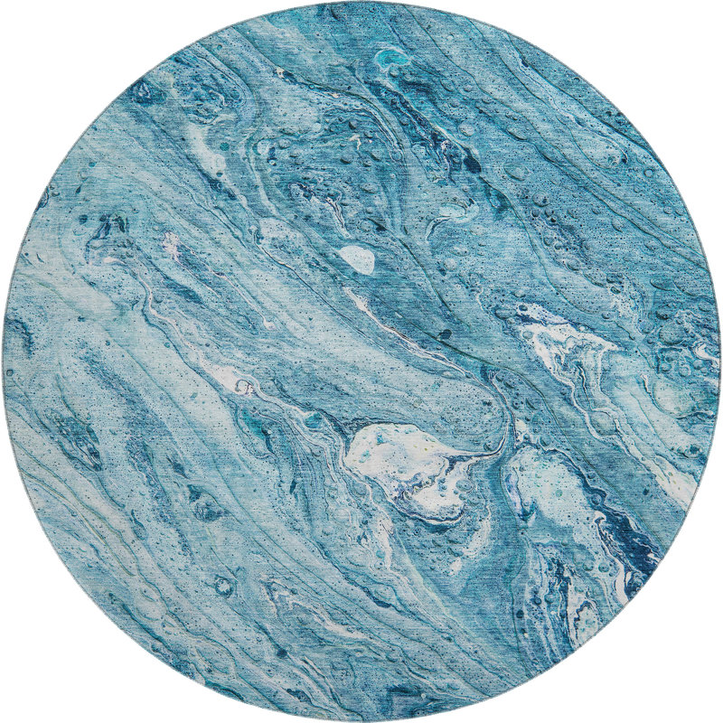 Premium Machine Washable Cerrito Sky Rug, Round 8'