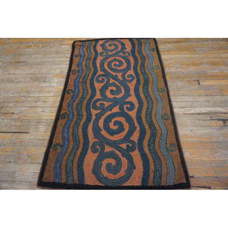 1930s Antique Wool Small Scatter Size American Hooked Rug