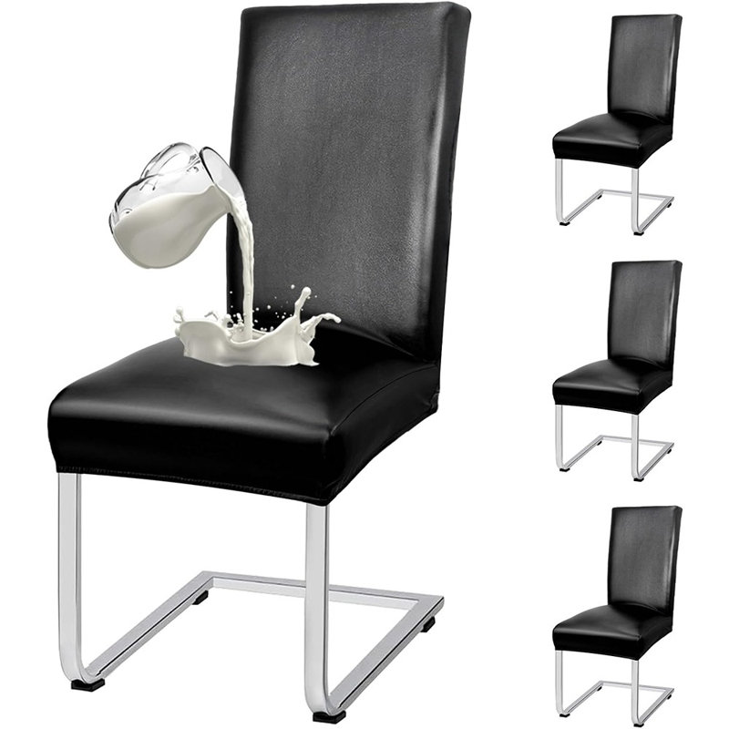 Housses de chaise - noir - ensemble de protecteurs de chaise de salle à manger à haut dossier 4/100% imperméables / extensibles