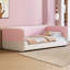 Lits jumeaux roses, cadre bas recouvert de velours, chambre d'enfant moderne-1416540876
