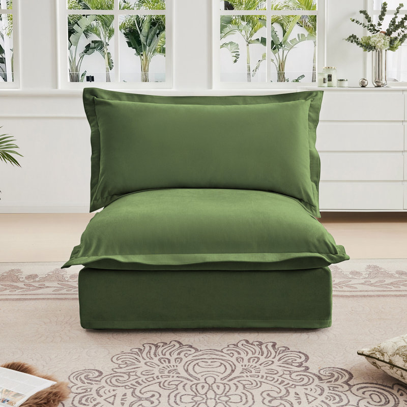 Canapé sans accoudoir, Chenille verte