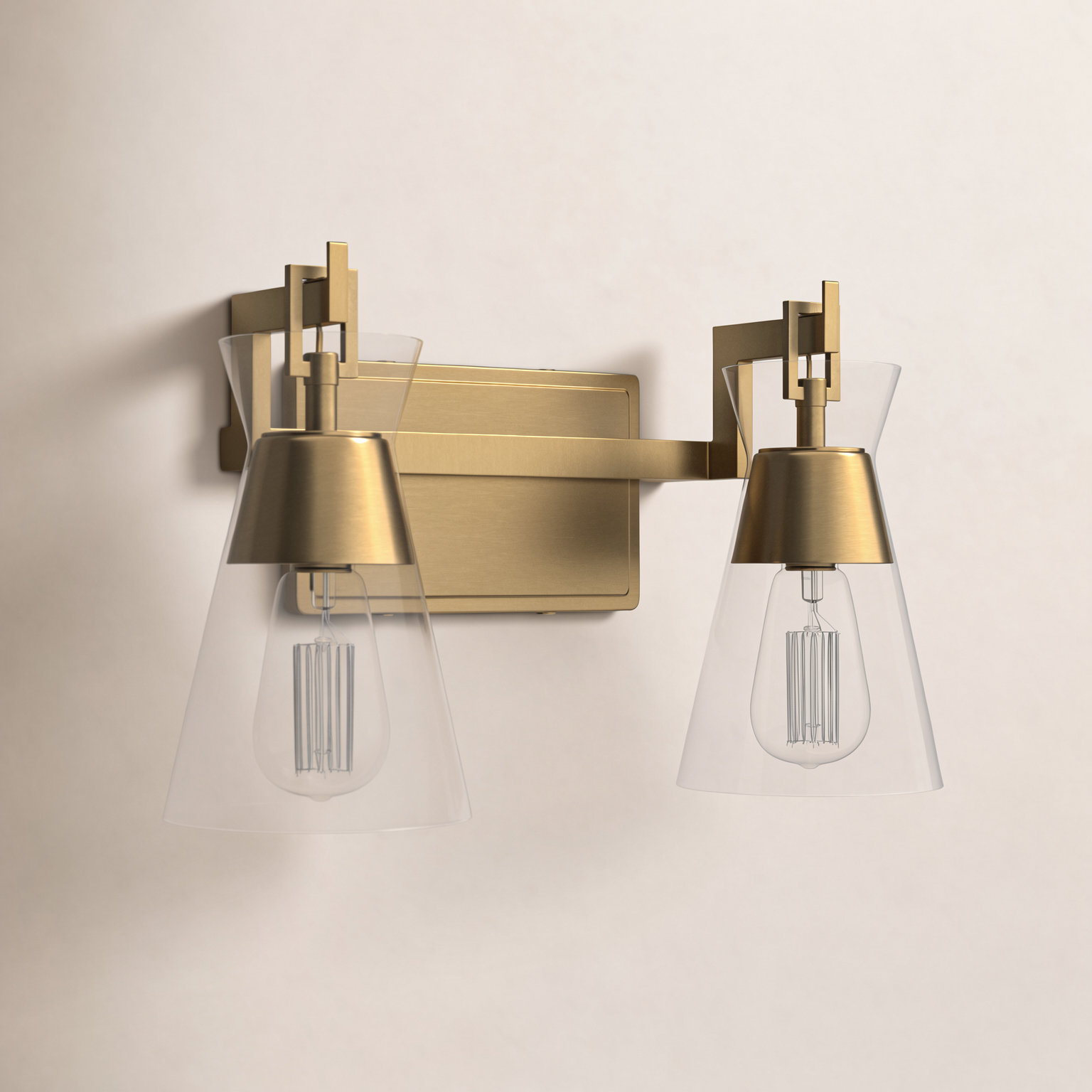 Kesia Bath Sconce, 9.5" H x 16" W x 16" D, Brass, 2 Lights
