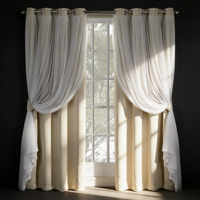 Paquet de 2 rideaux double couche - Panneaux obscurcissant et occultant avec œillets, habillage de fenêtre d'intérieur écoénergétique