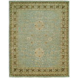 Shad Wool Oriental Area Rug in Mineral Blue/Bark/Ivory
