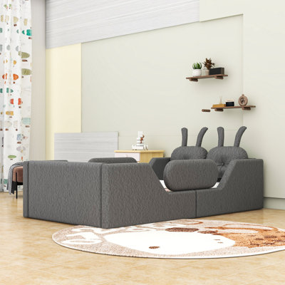 Twin Size Upholstered Platform Bed with Side Rails
