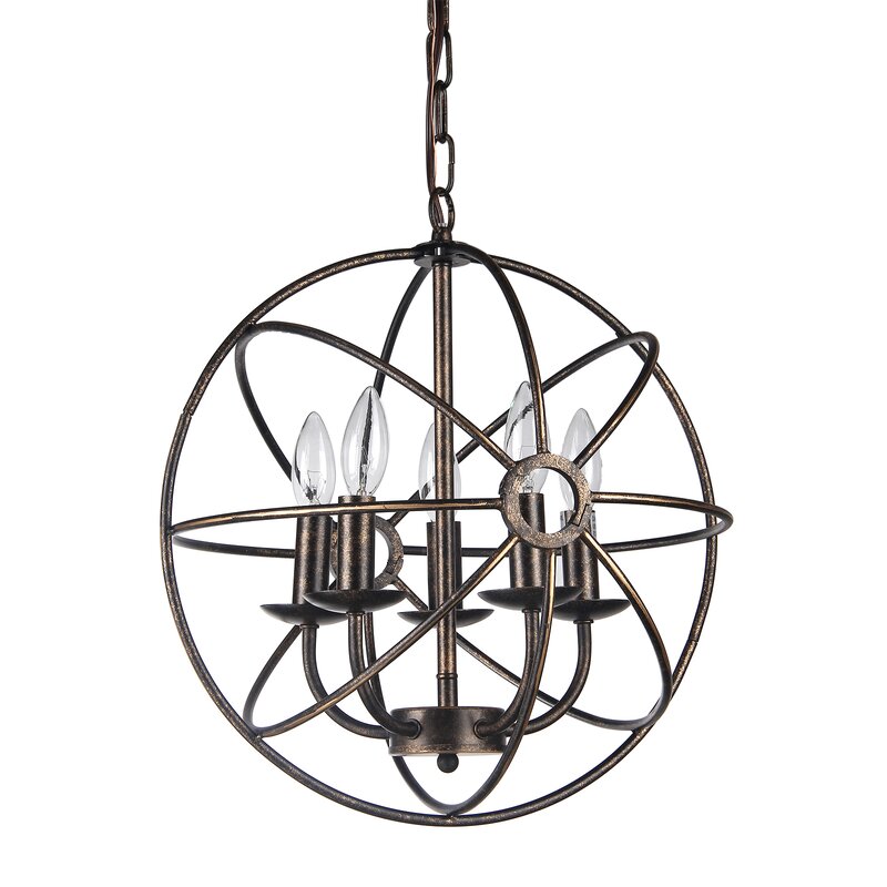 Gracie Oaks Leung 5 - Light Dimmable Globe Chandelier & Reviews | Wayfair