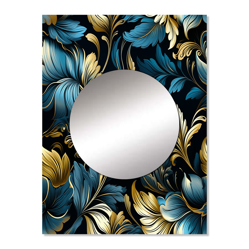 Sérénade damassé dorée et bleue Khandaker, 32 po x 24 po