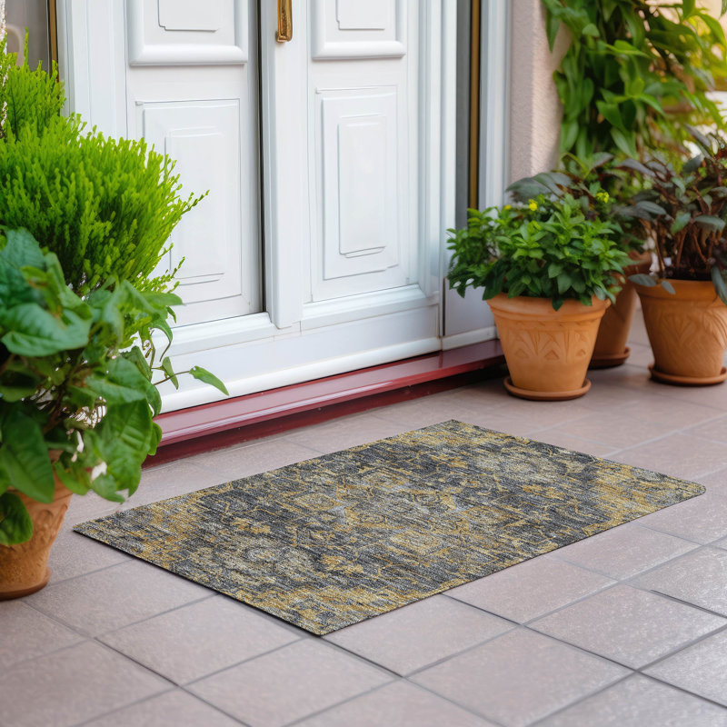 Ceajay Flatweave Washable Oriental Indoor / Outdoor Rug, Rectangle 1'8" x 2'6"