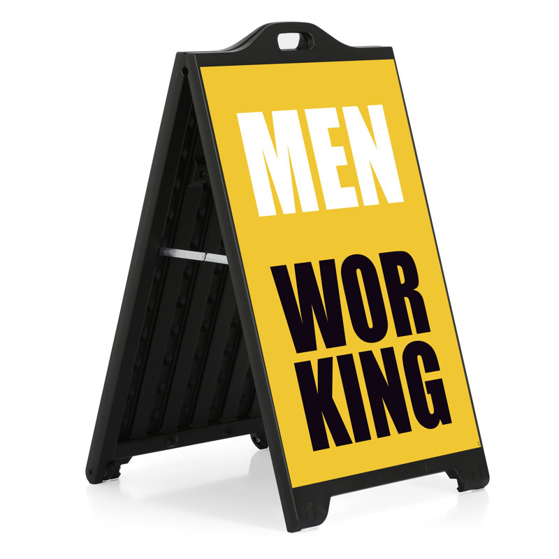 Sidewalk Men Working Sign, Black