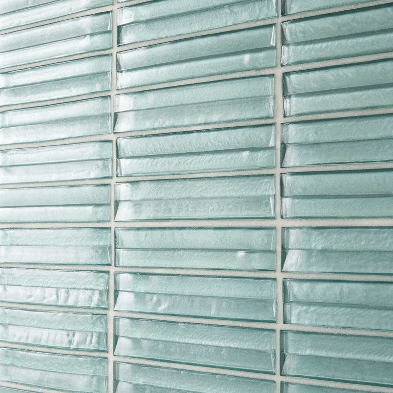 Maya Polished Glass Mosaic, Stacked Ocean