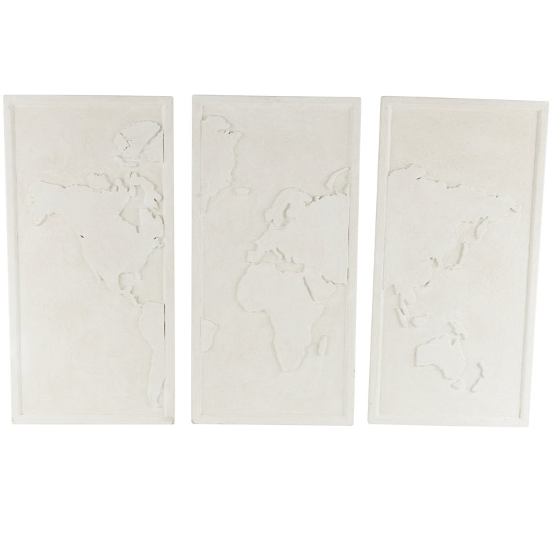 Décoration murale en bois carte du monde 3D