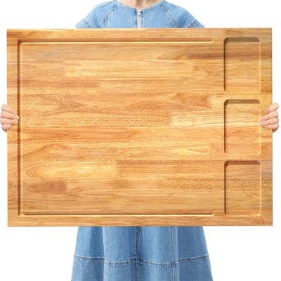 Extra Large Solid Wooden Cutting Board And Stovetop Cover, 2 In 1 Stove Top Cover Chopping Board With Detachable Legs And Juice Groove