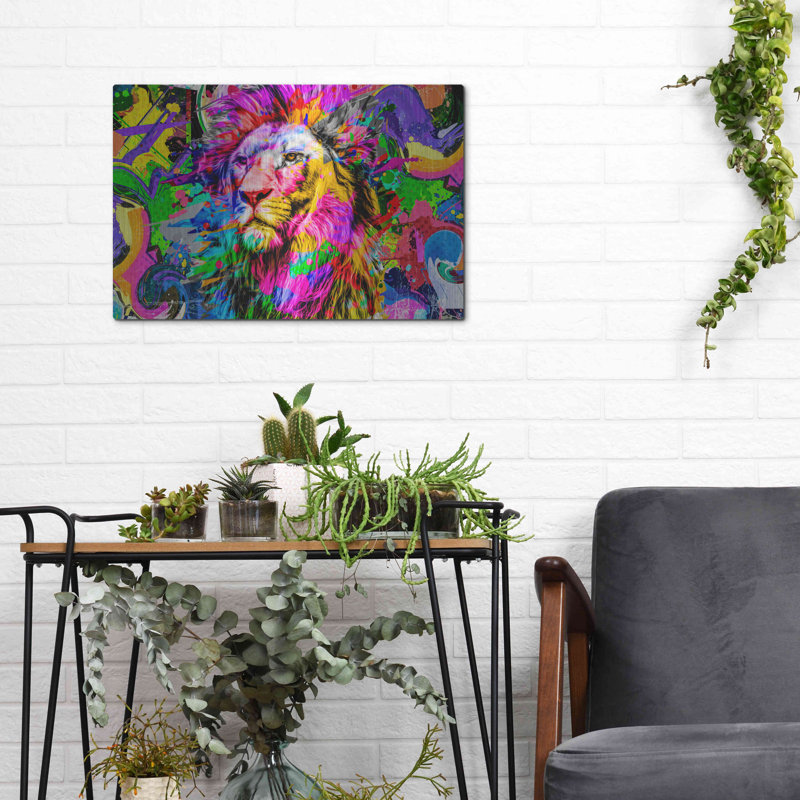 Lion, art mural en métal, H 12 po x l 16 po