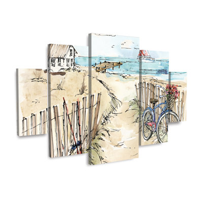 Anne Tavoletti «Coastal Catch V», ensemble de panneaux d'art à losanges