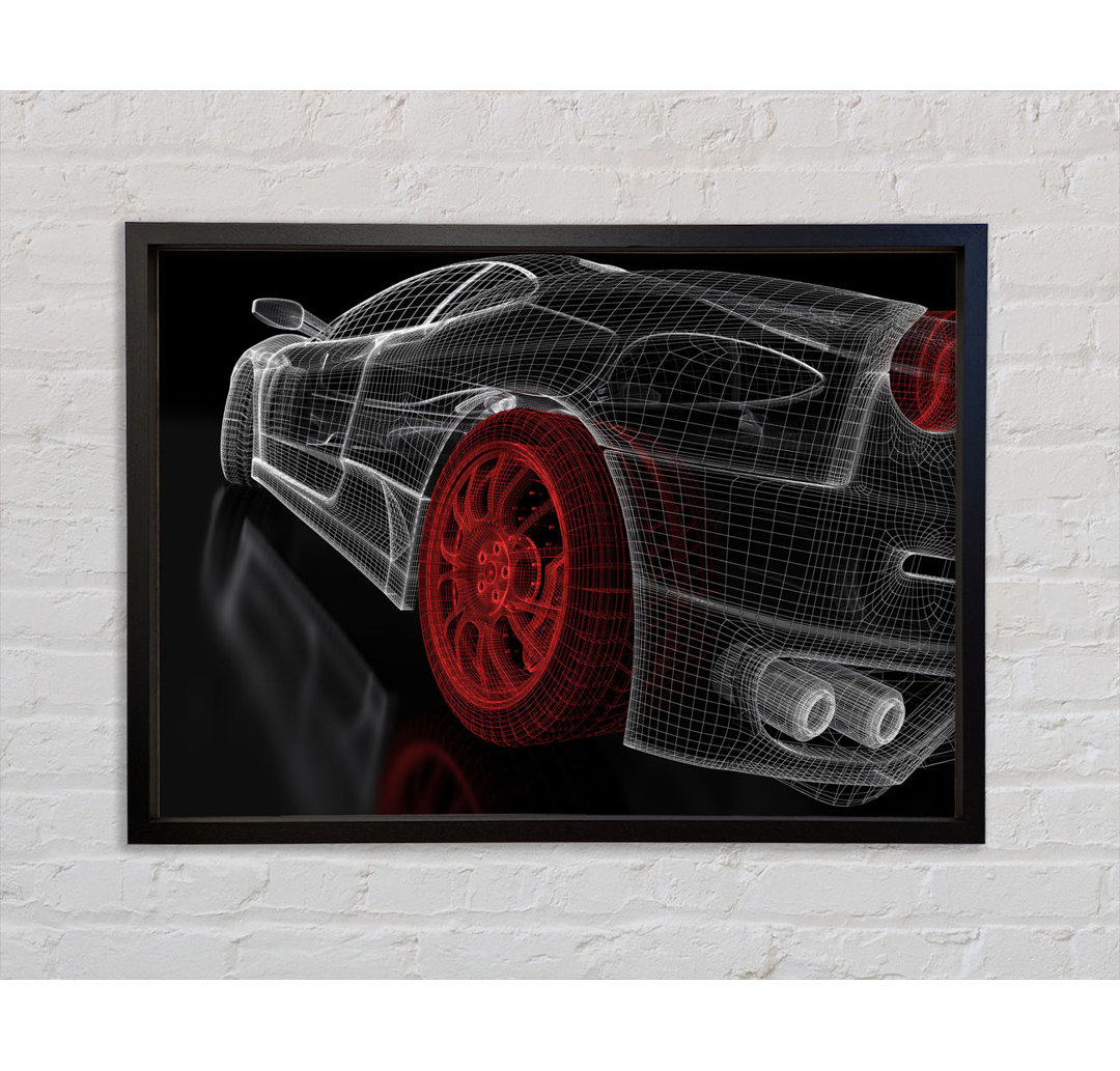 Wireframe Ferrari 2 - Einzelner Bilderrahmen Kunstdrucke auf Leinwand