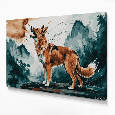 Chiens, Nouvelle-Guinée, chien chantant, art mural sur toile grise