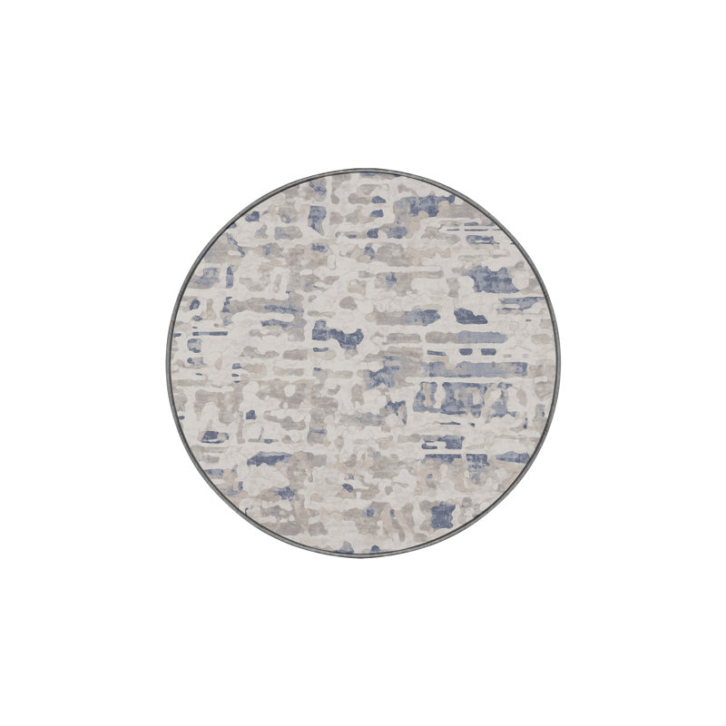 Tapis gris lavable à la machine, Rond 3 pi