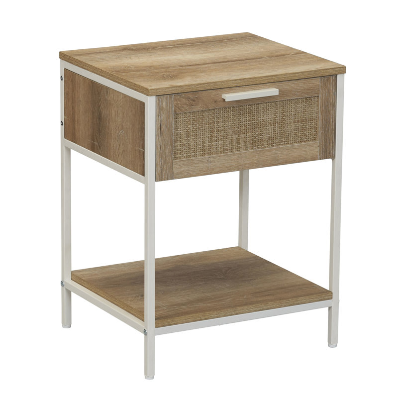 Table d'appoint Coastal Oak Ironwork, Plateau brun / structure blanche