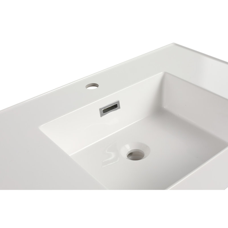Lavabo en résine de 30 po pour salle de bain - et élégant, blanc, 29,19 po Profondeur, 18,4 largeur, 4,96 hauteur, 43,89 lb, tracas - usure désinfectante - surface, peu d'entretien