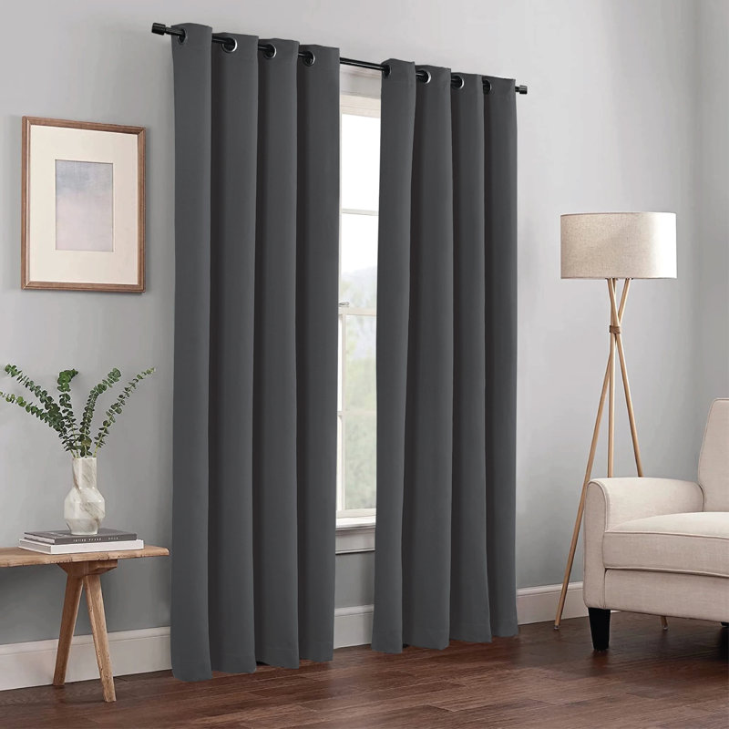 Frasco Blackout Curtain Pair, 167.64cm Width x 137.16cm Drop, Charcoal