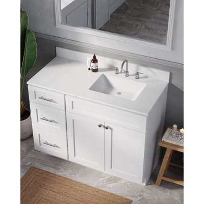 Disar 46'' Single Bathroom Vanity with Quartz Top
