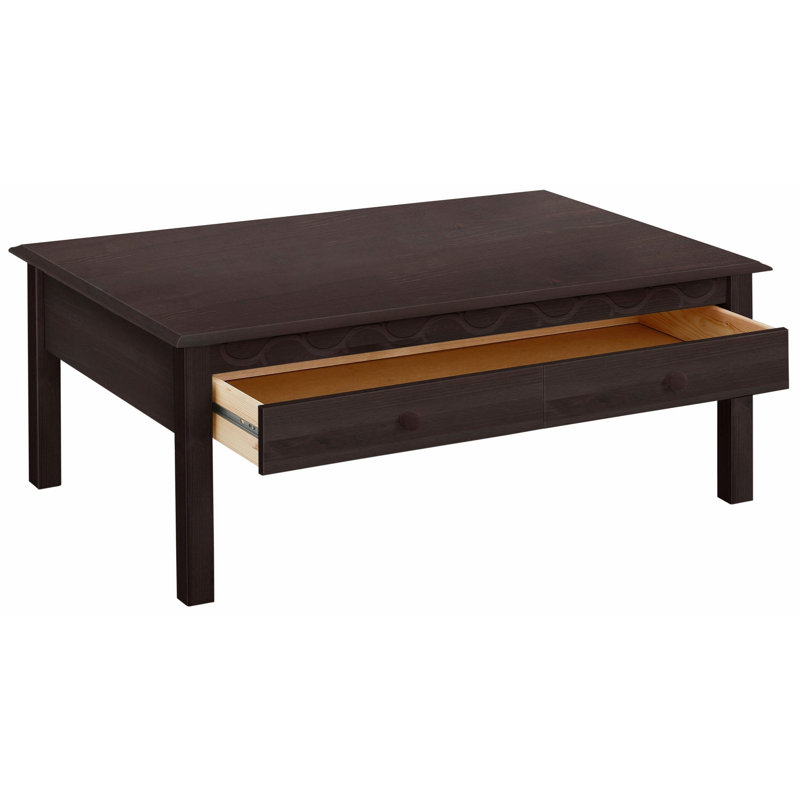 Arthur Solid Wood Four Leg Coffee Table with Storage, Havana
