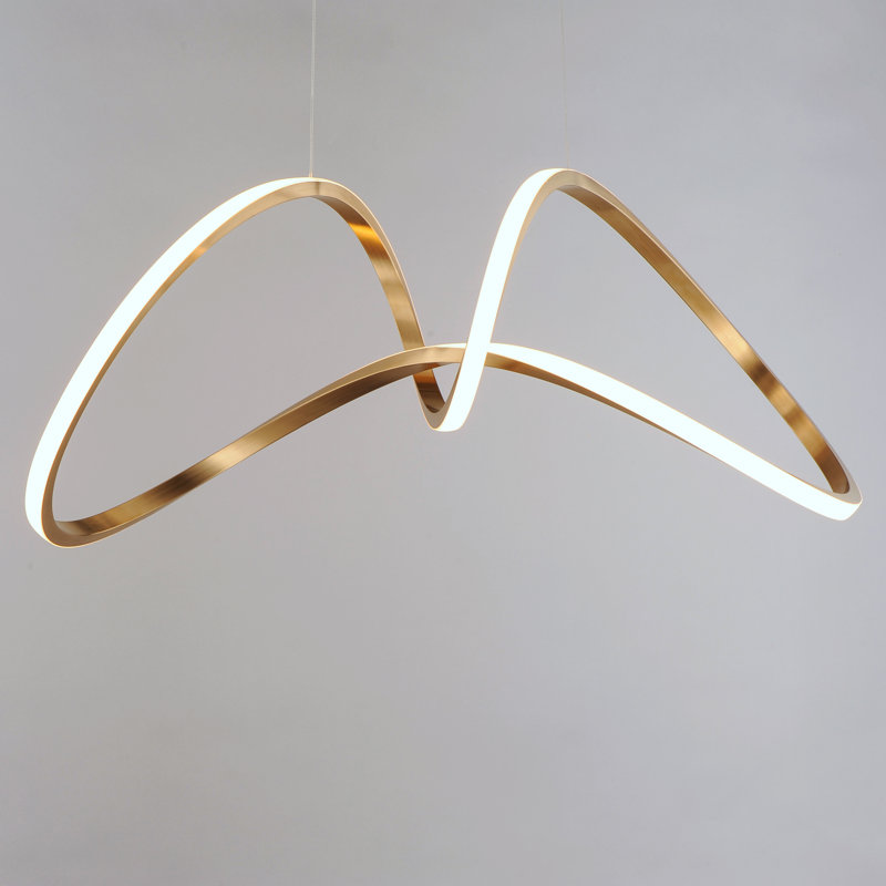 Luminaire suspendu géométrique à 1 lumière Kayelani, Champagne brossé